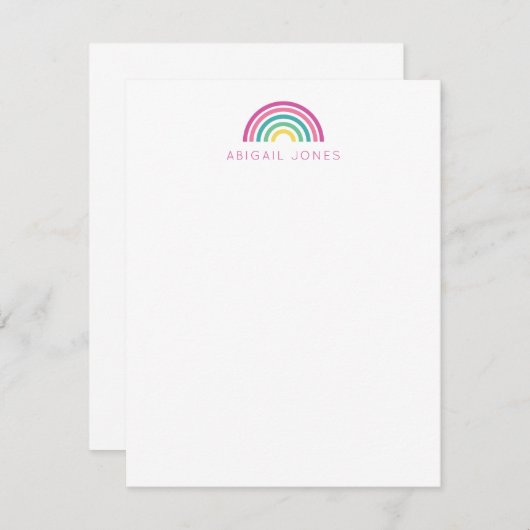 パステモダンルレインボーキパーソナライズされたッズ ノートカード (正面/裏面)