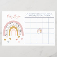 パステモダンルレインボーベビーシャワーベビービンゴ