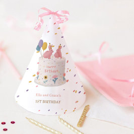 パステルうさぎ 双子女子1歳の誕生日パーティー パーティーハット