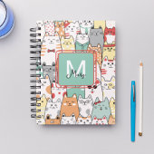 パステルおもしろいキャッツ新学期モノグラム名オン ノートブック