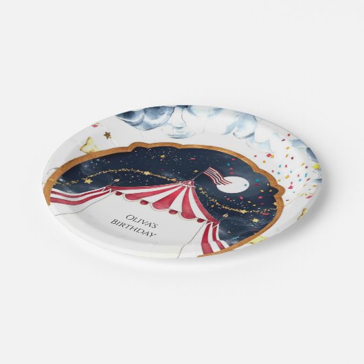 パステルおもしろいサーカス誕生日 ペーパープレート (アングル)