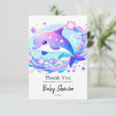 パステルおもしろいドルフィンベビーシャワー サンキューカード (スタンド正面)