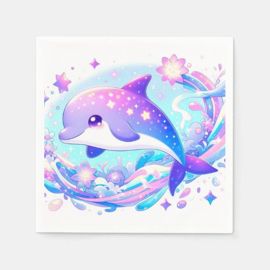 パステルおもしろいドルフィンベビーシャワー スタンダードカクテルナプキン (正面)