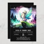 パステルおもしろいフェアリー誕生日 招待状 (正面/裏面)