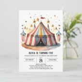 パステルおもしろいフェスティバルサーカス誕生日 招待状 (スタンド正面)