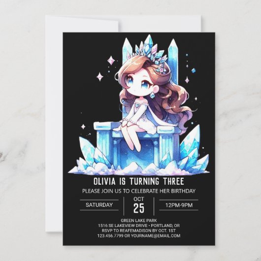 パステルおもしろいプリンセス誕生日 招待状 (正面)