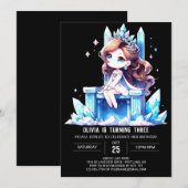 パステルおもしろいプリンセス誕生日 招待状 (正面/裏面)