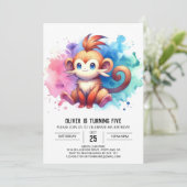 パステルおもしろいモンキー誕生日 招待状 (スタンド正面)