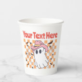 パステルおもしろい幽霊レトロハロウィーンカスタム文字 紙コップ (正面)