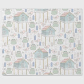 パステルおもしろい鳥の赤男女兼用ちゃんシャワー ラッピングペーパー (フラット)