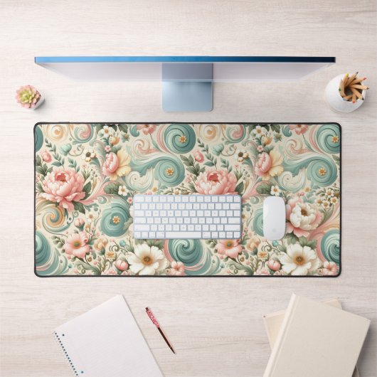 パステルお洒落でフローラの渦巻き デスクマット (オフィス1)