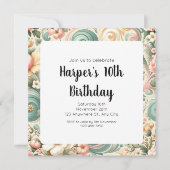 パステルお洒落でフローラの渦巻き 招待状 (裏面)