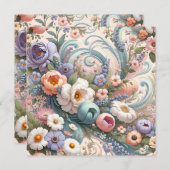 パステルお洒落でフローラの渦巻き 招待状 (正面/裏面)