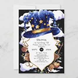 パステルお洒落ウォーターカラーウィザード誕生日 招待状