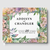 パステルお洒落ウォーターカラーワイルドフラワー結婚ズ ゲストブック (正面)