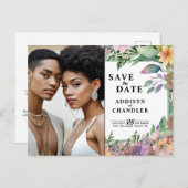 パステルお洒落ウォーターカラーワイルドフラワー結婚ズ シーズンポストカード (正面/裏面)