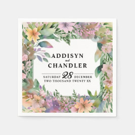 パステルお洒落ウォーターカラーワイルドフラワー結婚ズ スタンダードカクテルナプキン