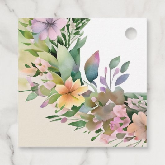 パステルお洒落ウォーターカラーワイルドフラワー結婚ズ フェイバータグ (裏面)