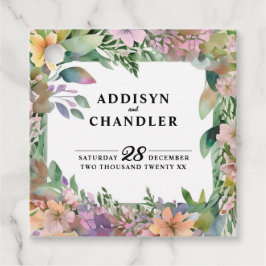 パステルお洒落ウォーターカラーワイルドフラワー結婚ズ フェイバータグ