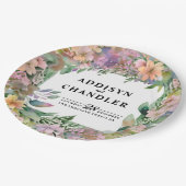 パステルお洒落ウォーターカラーワイルドフラワー結婚ズ ペーパープレート (アングル)