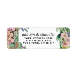 パステルお洒落ウォーターカラーワイルドフラワー結婚ズ ラベル