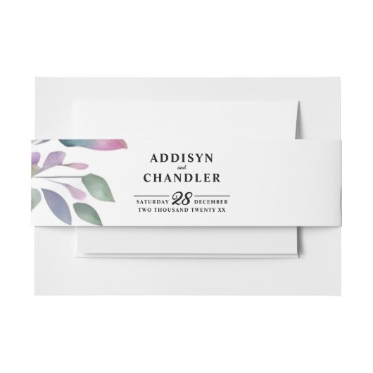 パステルお洒落ウォーターカラーワイルドフラワー結婚ズ 招待状ベリーバンド (正面例)