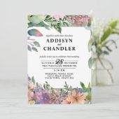 パステルお洒落ウォーターカラーワイルドフラワー結婚ズ 招待状 (スタンド正面)