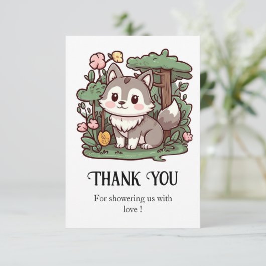 パステルお洒落ウルフベビーシャワー サンキューカード (スタンド正面)