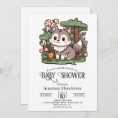 パステルお洒落ウルフベビーシャワー 招待状 (正面/裏面)