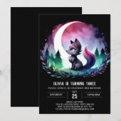 パステルお洒落ウルフ誕生日 招待状 (正面/裏面)