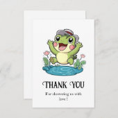 パステルお洒落カエル赤ちゃんシャワー サンキューカード (正面/裏面)