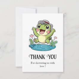パステルお洒落カエル赤ちゃんシャワー サンキューカード