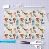 パステルお洒落カルクの可愛いカラフル犬 薄葉紙 (クラフト)