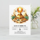 パステルお洒落キッズピラミッド誕生日 招待状 (スタンド正面)