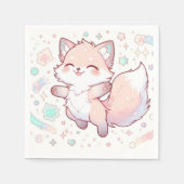 パステルお洒落キツネベビーシャワー スタンダードカクテルナプキン (正面)