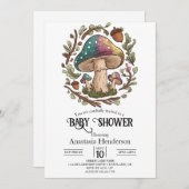 パステルお洒落キノコ赤ちゃんシャワーデジタル 招待状 (正面/裏面)