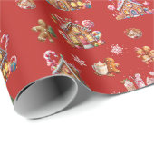パステルお洒落クリスマスジンジャーパンパターン(の模様が)ある ラッピングペーパー (ロールコーナー)