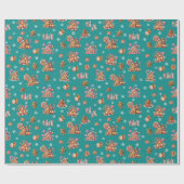 パステルお洒落クリスマスジンジャーパンパターン（の模様が）ある ラッピングペーパー (フラット)