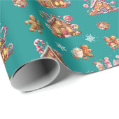 パステルお洒落クリスマスジンジャーパンパターン（の模様が）ある ラッピングペーパー (ロールコーナー)