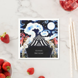 パステルお洒落サーカス誕生日 スタンダードカクテルナプキン