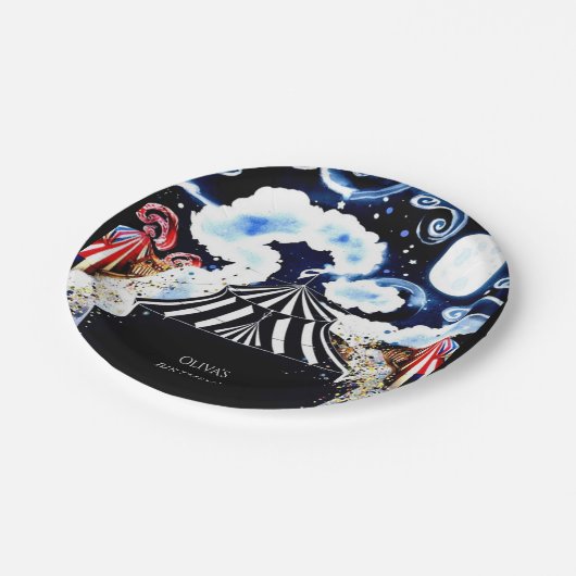 パステルお洒落サーカス誕生日 ペーパープレート (アングル)