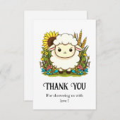 パステルお洒落シープベビーシャワー サンキューカード (正面/裏面)