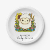 パステルお洒落シープベビーシャワー ペーパープレート (正面)
