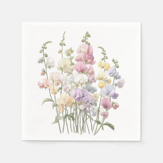 パステルお洒落スウィートピーフラワーカクテル スタンダードカクテルナプキン (正面)
