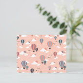 パステルお洒落スキーの風船 ポストカード (スタンド正面)