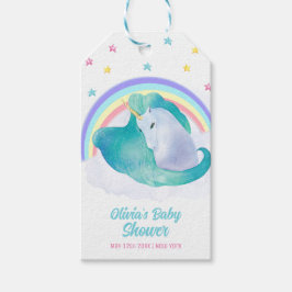 パステルお洒落スターユニコーンレインボーベビーシャワー ギフトタグ
