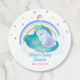 パステルお洒落スターユニコーンレインボーベビーシャワー フェイバータグ