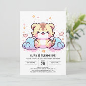 パステルお洒落タイガー1st誕生日 招待状 (スタンド正面)
