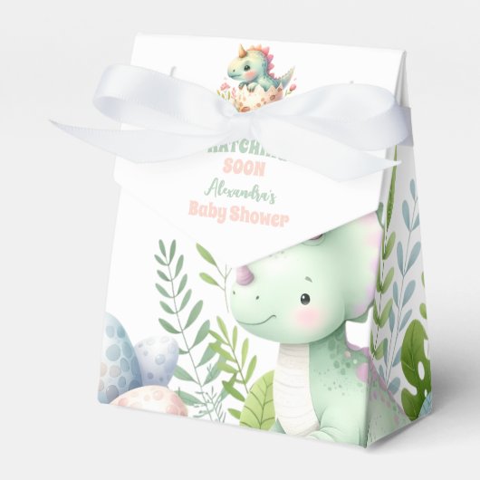 パステルお洒落ハッチングスーンディーノベイビーシャワー フェイバーボックス (正面サイド)