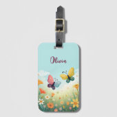 パステルお洒落バタフライガーデン ラゲッジタグ (正面縦)